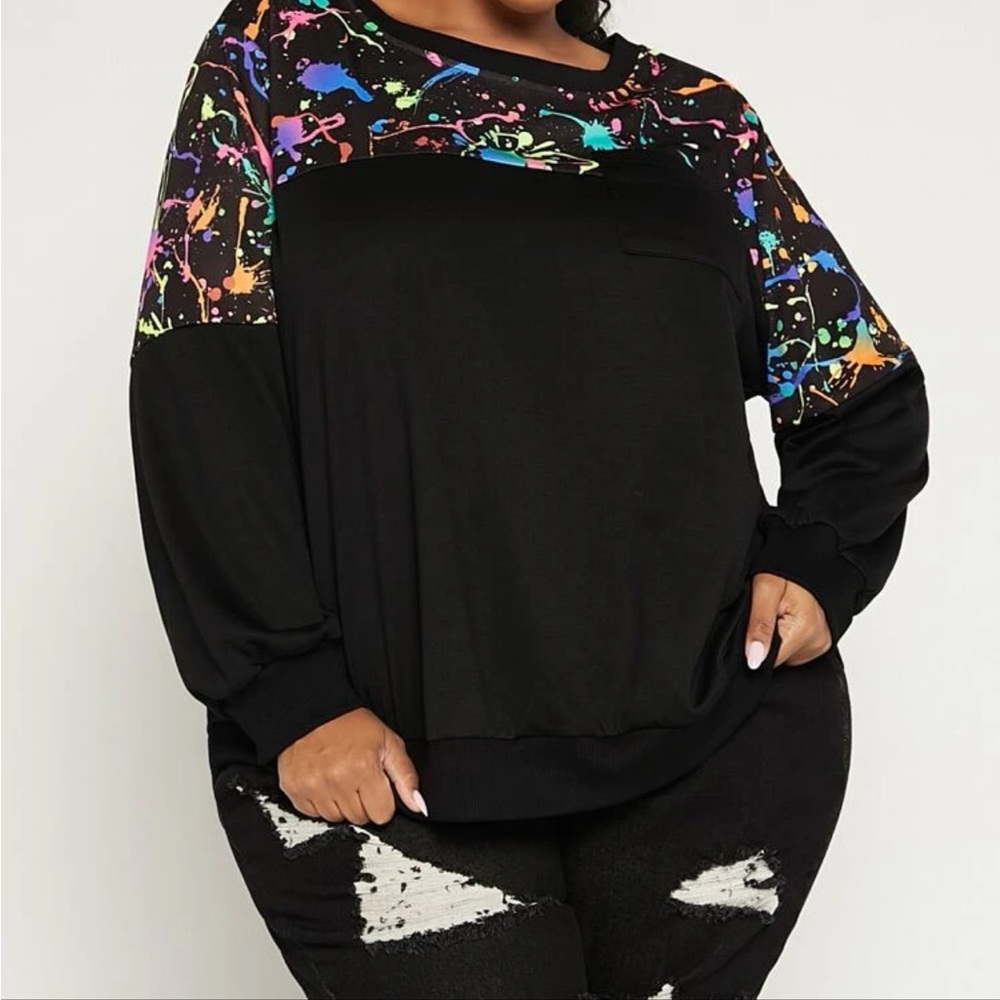 Plus Splash Ink Print Sweatshirt size24/26